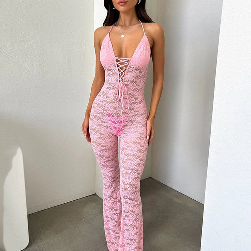 Load image into Gallery viewer, Sexy Lace Hollow Out Jumpsuit for Women, Backless, Tight, Transparent, Slim Fit, Nightclub, Party, Nightclub, 2024

