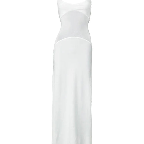 Load image into Gallery viewer, Mesh Patchwork Sexy Maxi Dress For Women Gown Spaghetti Strap Sleeveless Backless Bodycon Elegant Club Long Dress
