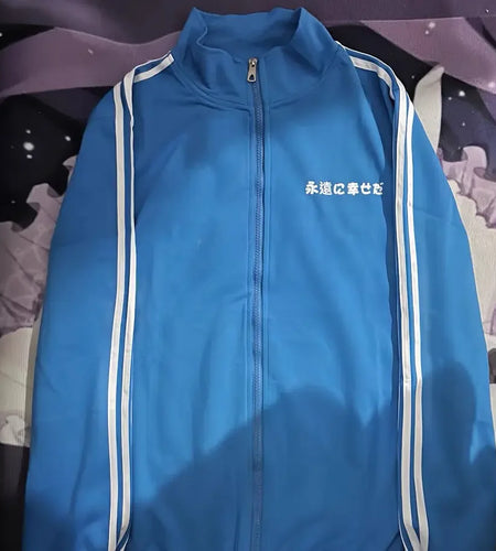 Preppy Syle Blue Long Sleeve Zip Up Sweatshirts Coat Stand Neck Casual Y2k Tops Fashion Japanese Hoodies 2024 Women Clothing