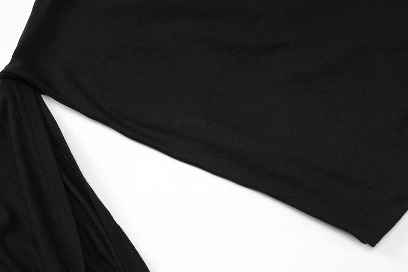 Hollow Out Oblique Shoulder Sexy Mini Dress For Women Robe Summer Black Sleeveless Backless Draped Skinny Club Dress