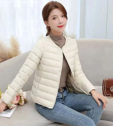 Korean Fashion Women Long Sleeve Solid Down Cotton Coat 2024 New Autumn Winter Ladies Single Breasted Warm Short Jacket Trendy