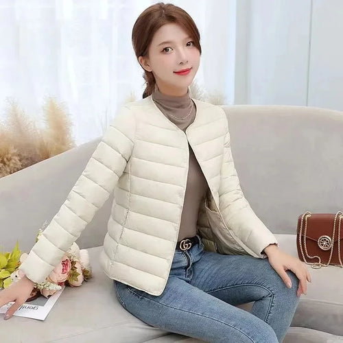 Load image into Gallery viewer, Korean Fashion Women Long Sleeve Solid Down Cotton Coat 2024 New Autumn Winter Ladies Single Breasted Warm Short Jacket Trendy
