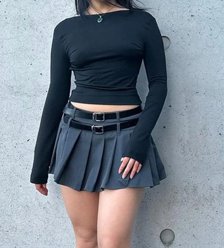 Fashion Design Off Shoulder Tshirts Women Crop Top Basic Tight Solid Sexy Autumn Tee Shirt Cut Out Party Clubwear New