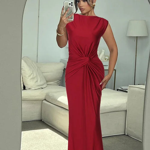 Load image into Gallery viewer, Elegant Sleeveless Round Neck Long Dress For Women Spring Summer 2025 New Temperament Slim Party Club Evening Dress
