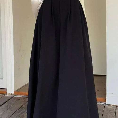 Load image into Gallery viewer, Autumn Black Pockets Long Skirt Women With Belt 2023 Fashion Korean Ladies High Waist Pleated A-line Grey Suit Skirt Female Chic

