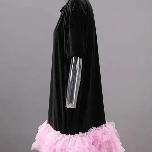 Load image into Gallery viewer, Women Green Mesh Ruffles Hem Big Size Knee-Length Dress New Round Neck Short Sleeve Fashion Spring Summer 2025 CPG2904
