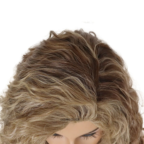 Load image into Gallery viewer, 28 Inch Long Hair Wigs Synthetic Fiber Brown Mix Blonde Color Fashion Long Curly Wavy Wigs for Women Europe Hairstyles Casual Wi
