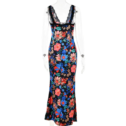 Load image into Gallery viewer, Floral Print Backless Maxi Dress For Women 2023 New V Neck Sleeveless Bodycon Long Dresses Ladies Elegant Sexy Dress
