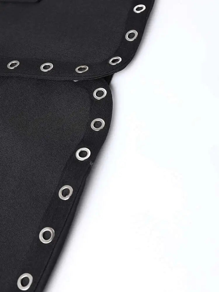 Women Black Hollow Out Big Size Elegant Blazer New Lapel Long Sleeve Jacket Fashion Tide Spring Autumn 2025 CPG1211