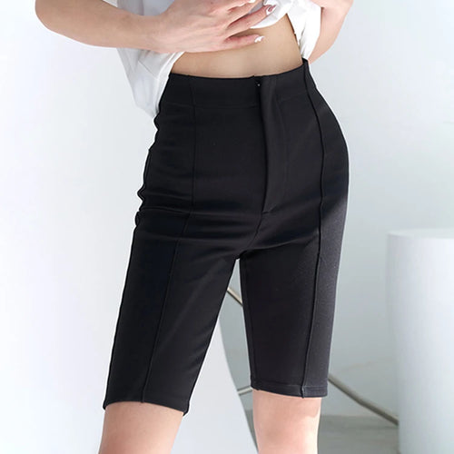 Load image into Gallery viewer, Tunic Trousers For Women High Waist Patchwork Zipper Button Casual Minimalist Knee Length Pants Female Fashion
