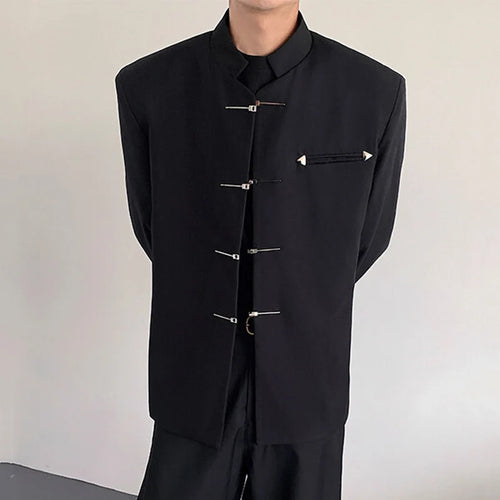 Load image into Gallery viewer, Men&#39;s Blazers New Chinese Stylish Stand Collar Style Metal Buckle Shoulder Male Shoulder Pad Clothing Spring 2025 9W1382
