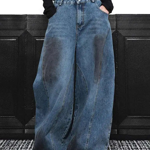 Load image into Gallery viewer, High Waist Blue Denim Vintage Shaped Long Wide Leg Jeans New Women Trousers Fashion Tide Spring Autumn 2025 1DH9388
