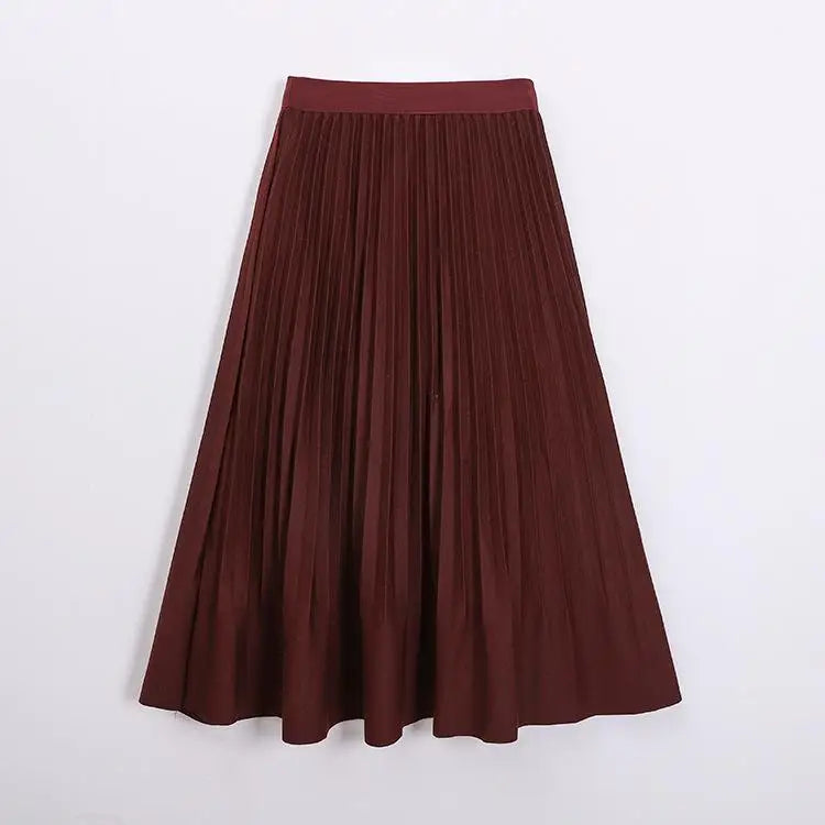 Autumn Winter Korean Fashion Solid Simple Pleated Long Skirt Women's 2024 Elegant High Waist Festival Woolen Skirt Trend Popular