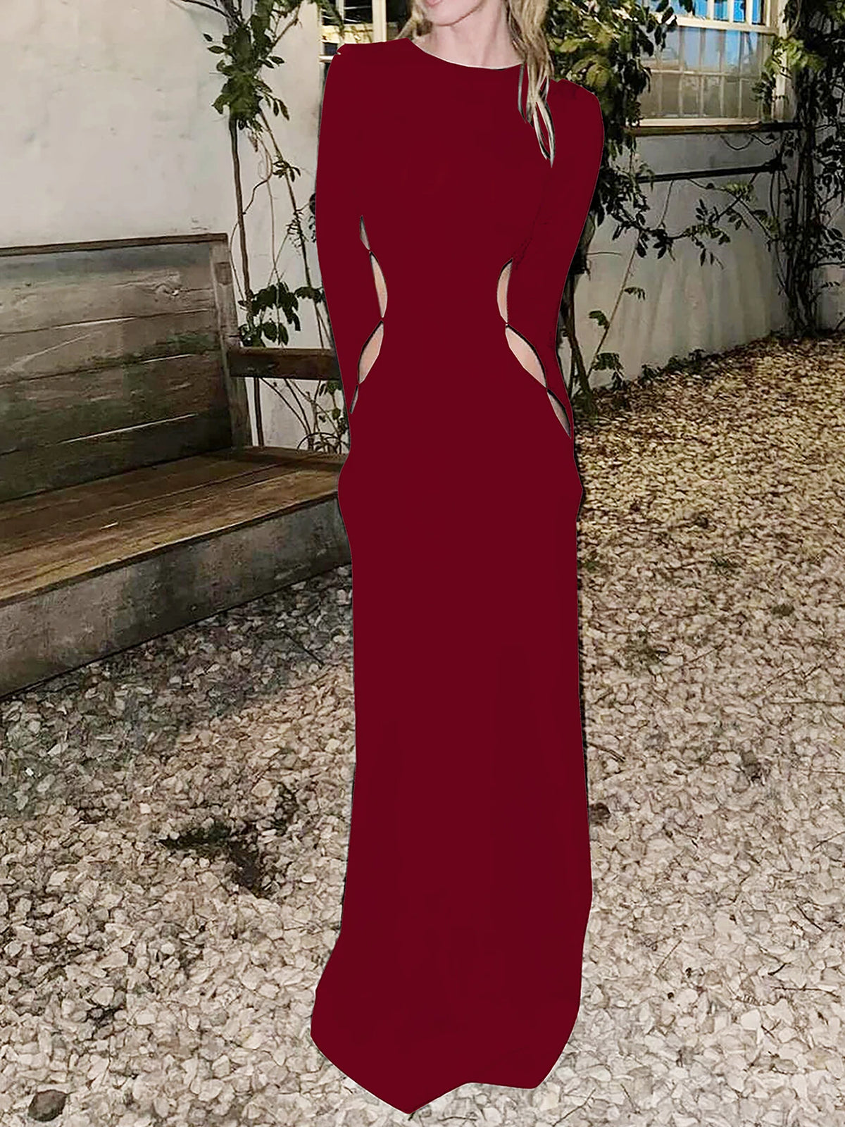 Autumn Elegant Black Long Sleeve Hollow Out Sexy Bodycon Maxi Dress Autumn Women Y2K Clothes Evening Party Birthday