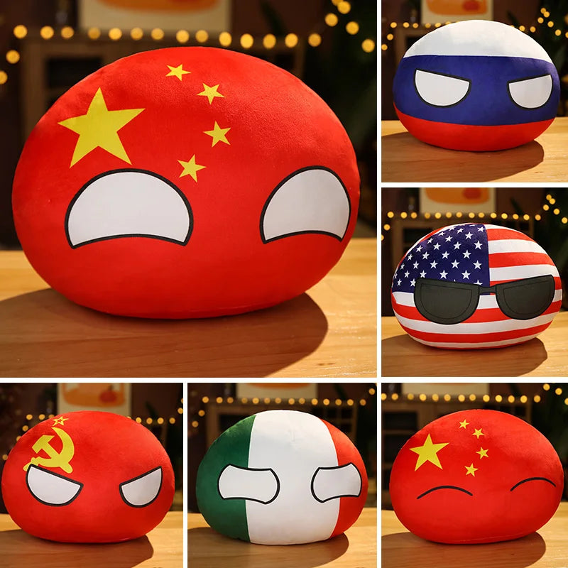 10-50cm Country Ball Toys Plush Polandball Hand Warmer Pillow Countryball USSR USA FRANCE RUSSIA UK JAPAN GERMANY ITALY Decor