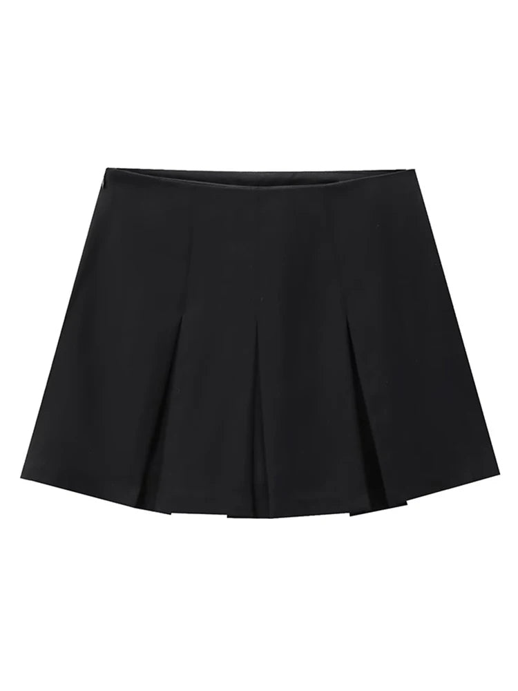2025 Spring Summer Women Casual Tierred Mini Skirts Fashion Vintage Solid High Wasit Ruffles Pleated Sexy Shorts Skirts