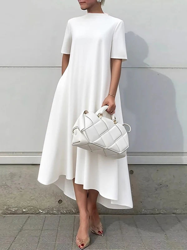 Summer Dress Woman 2025 New High-low Short Sleeves Elegant Long Dresses Wedding Guest Dresses Classy Clothes for Woman