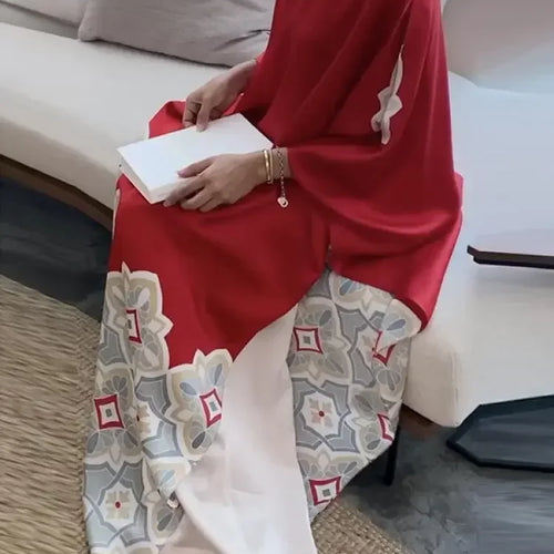 Load image into Gallery viewer, Spring Summer Printed Evening Party Dresses Vintage Elegant Long Sleeves Loose Muslim Robe Dress for Women
