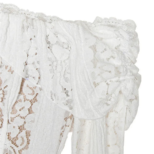 Load image into Gallery viewer, Off-shoulder Lace Sexy Mini Dress For Women White Strapless Long Sleeve Backless Bodycon Club Party Sexy Dress Elegant
