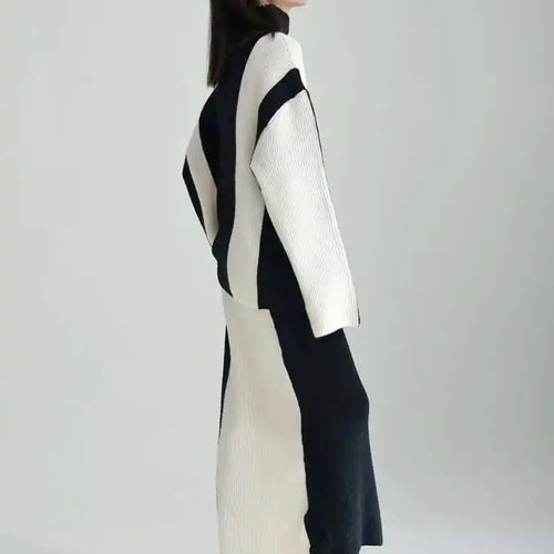 Load image into Gallery viewer, Half-body Skirt Knitting Sweater Big Size Two Pieces Suit New Turtleneck Women Fashion Tide Autumn Winter 2025 1DF2626
