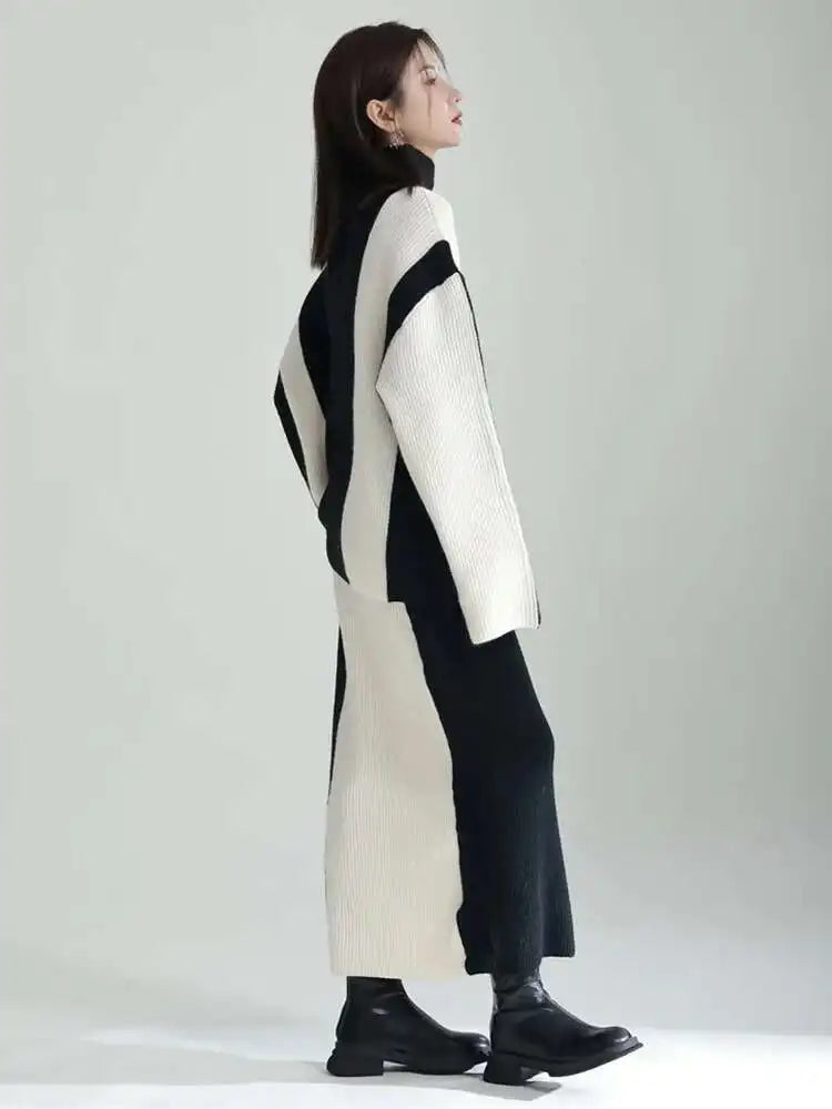 Half-body Skirt Knitting Sweater Big Size Two Pieces Suit New Turtleneck Women Fashion Tide Autumn Winter 2025 1DF2626