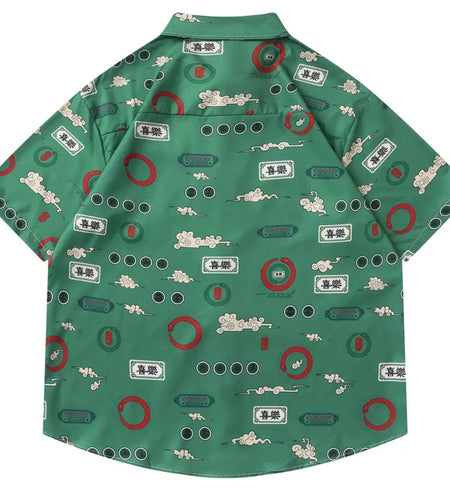 Vintage Hawaiian Shirts Retro Graphic Printed Button Up Summer Beach Blouse Men Harajuku Hip Hop Casual Short Sleeve Baggy Tops