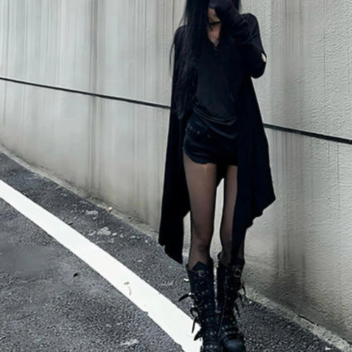 Load image into Gallery viewer, Harajuku Women Black Punk Jackets Gothic Vintage Y2k Aesthetic Loose Crucifix Printing Jacket Streetwear Grunge Irregular Tops
