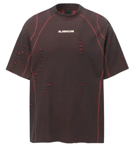 Hip Hop T-Shirt Grunge Y2K Streetwear Ripped Holes Punk Gothic Urban Tshirt Men Harajuku Casual Baggy Short Sleeve Summer Top