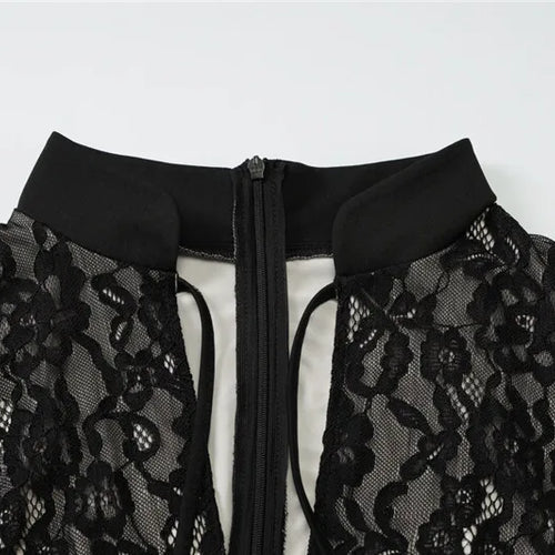 Load image into Gallery viewer, Mesh Lace Ruffled Sexy Maxi Dress For Women Gown Black Hollow Out Sleeveless Thigh High Split Club Long Dress Vestido
