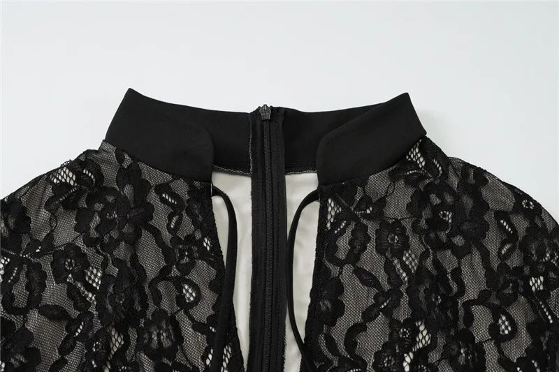 Mesh Lace Ruffled Sexy Maxi Dress For Women Gown Black Hollow Out Sleeveless Thigh High Split Club Long Dress Vestido