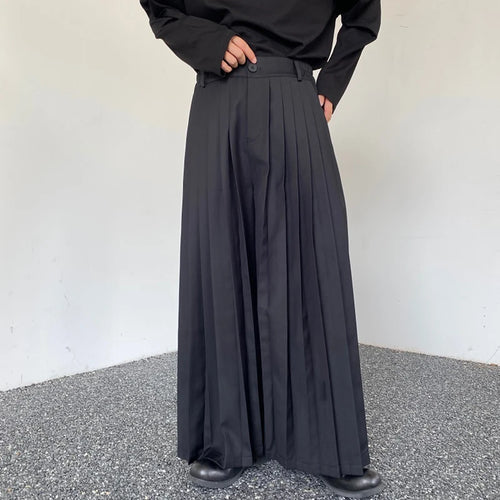 Load image into Gallery viewer, Dark Style Wide-leg Pants Pleated Men Skirt Pants Personalized Detachable Hemline Autumn Culottes Women 9C4159
