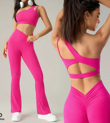 Oblique Shoulder Yoga Bra Women's Beautiful Back Gym Sports Underwear Hollow out Back Running Fitness Vest Push Up Workout Top