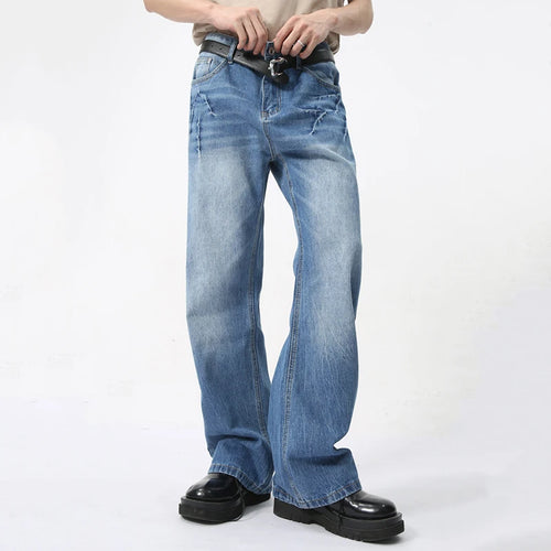 Load image into Gallery viewer, Men&#39;s Jeans High Street Lightning Crack Design Trendy Korean Style 2024 Summer New Fashion Loose Personality Trousers C5901
