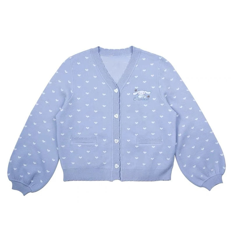 Japanese Kawaii Cartoon Embroidery Cardigans Y2k Aesthetic Women Knitted Star Jacquard Tops Streetwear Preppy Stylel Loose Coats