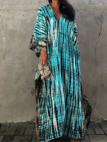 30 Colors V Neck Printed Colorful Tie Dye Tunic Beach Cover Up Cover-ups Beach Dress Beach Wear Beachwear Female Women V4477