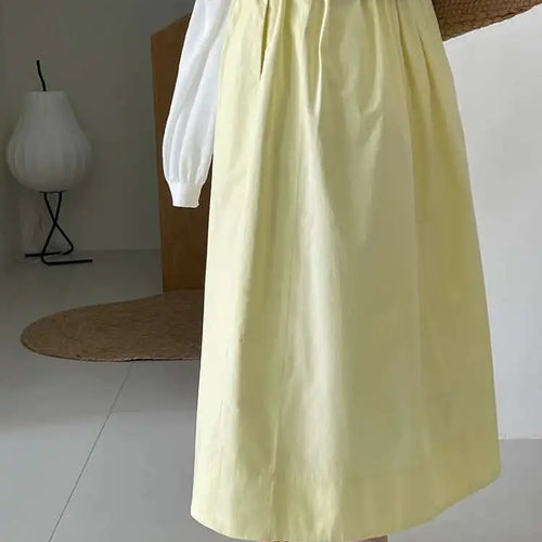 Load image into Gallery viewer, High Elastic Waist Blue Yellow Brief Casual A-line Half-body Skirt Women Fashion Tide New Spring Autumn 2025 1DH5609
