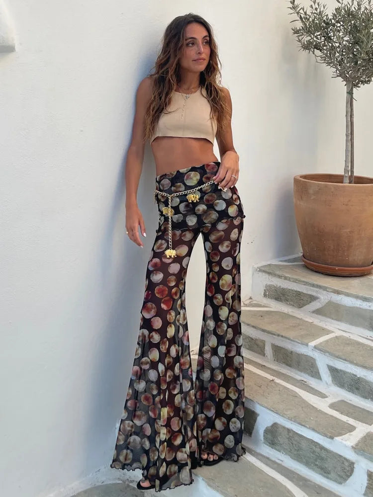 Fashion Loose Leopard Print Flared Pants Women's Pants 2025 Spring/summer New Slim Fit Party Holiday Beach Streetwear