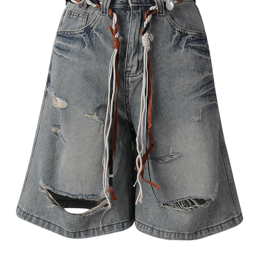 Load image into Gallery viewer, High Waist Blue Denim Bandage Knee Length Wide Leg Jeans New Women Trousers Fashion Tide Spring Autumn 2025 CPG3001
