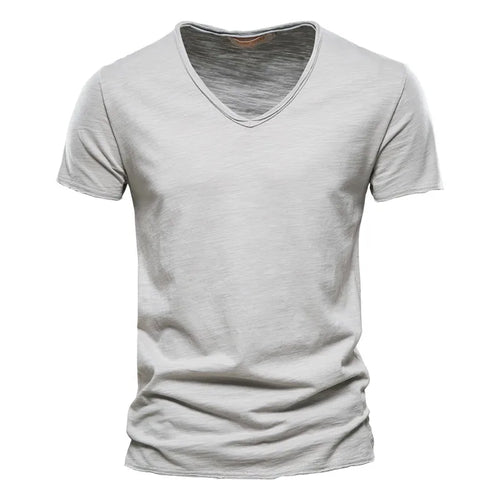 Load image into Gallery viewer, Brand Quality 100% Cotton Men T-shirt V-neck Fashion Design Slim Fit Soild T-shirts Male Tops Tees Short Sleeve T Shirt For Men v1
