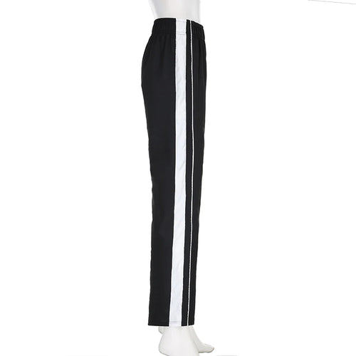 Load image into Gallery viewer, Streetwear Stripe Spliced Sporty Trousers Women Casual Baggy Sweatpants Joggers Elastic Waist Pants Harajuku Outfits
