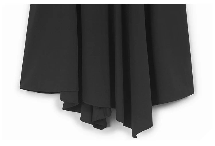 Women Black Irregular Spliced Big Size Casual Dress New Round Neck Short Sleeve Fashion Tide Spring Summer 2025 1DJ1188