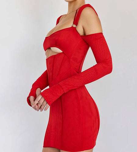 Sexy Hollow Out Backless Mini Dress For Women Elegant Spaghetti Strap Bodycon Party Short Dresses Vestido Clubwear