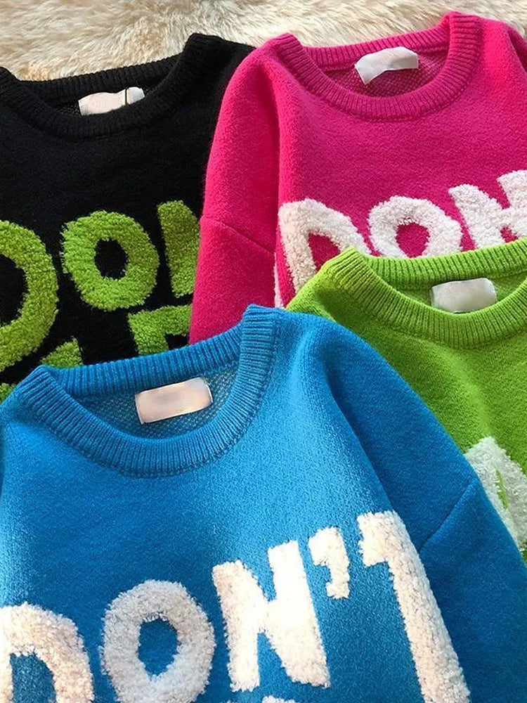 Japanese Retro 4 Colors Sweater Women Pollovers Knitwear Ins Loose Lazy Hip Hop Students Autumn Winter Harajuku Jumper