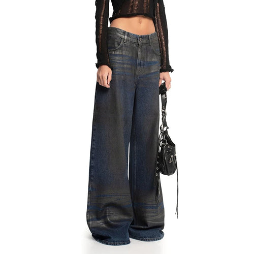 Load image into Gallery viewer, Streetwear Chic Gradient Coated Jeans for Female Grunge Design Baggy Pants Denim Wide Leg Trousers Harajuku Outfits
