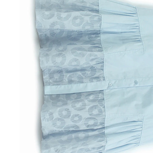 Load image into Gallery viewer, Women Blue Circle Printed Spliced Big Size Midi Shirt Dress New Lapel Short Sleeve Fashion Tide Spring Summer 2025 1DJ1356
