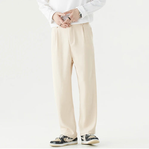 Load image into Gallery viewer, Korean Style Men&#39;s Suit Pants Casual Pleated Pockets Straight Leg Solid Color Male Loose Trousers New Spring 2025 9C6765
