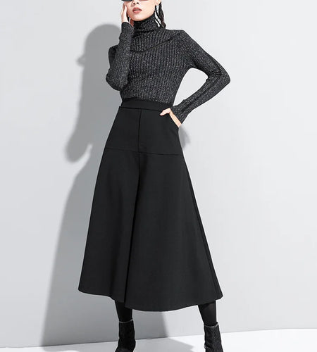 High Elastic Waist Black Brief Long Wide Leg Trousers New Loose Fit Pants Women Fashion Tide Spring Autumn 2025 1DA610