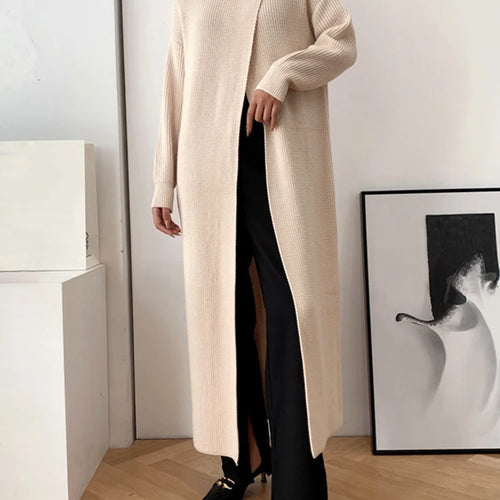 Load image into Gallery viewer, Vent Long Knitting Sweater Loose Fit Turtleneck Long Sleeve Women Pullovers New Fashion Tide Autumn Winter 2025 1DA357
