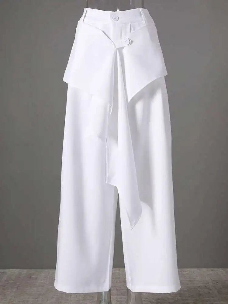 High Elastic Waist Black Irregular Spliced Long Wide Leg Pants New Trousers Women Fashion Tide Spring Autumn 2025 CPG2809