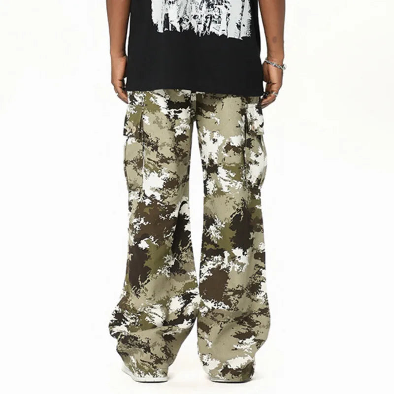 Men's Cargo Pants New American Style Loose Straight Leg Causal High Street Handsome Male Trousers Summer 2025 9W1737